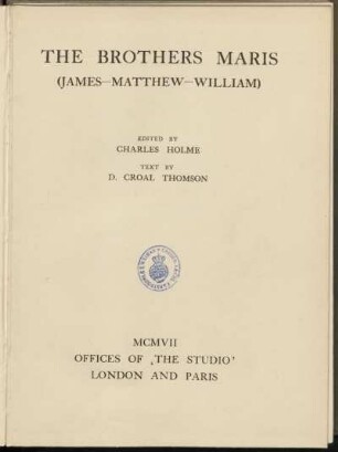The brothers Maris : (James - Matthew - William)