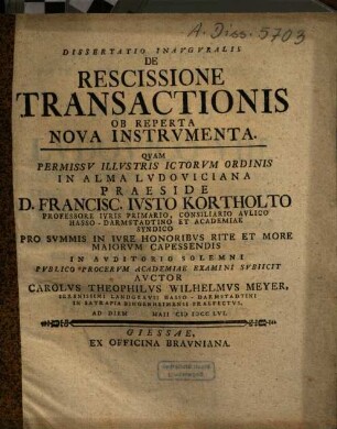 De rescissione transactionis ob reperta nova instrumenta