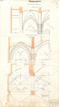 Gärtner, Friedrich von; München; Wittelsbacherpalast - Küche (Querschnitt, Längsschnitt)