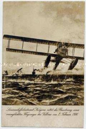 Bergung einer verunglückten Flugzeugbesatzung durch ein K.u.K-Wasserflugzeug