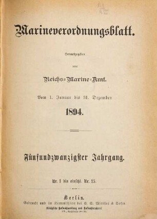 Marineverordnungsblatt. 25. 1894