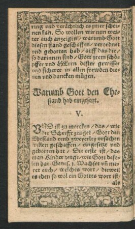 Warumb Gott de Ehestand hab eingesetzt. V.
