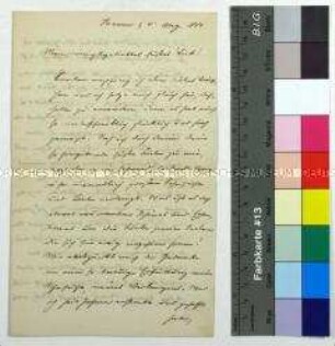 Brief von Joseph Köchling an Antonia Bußmann, spätere Köchling, aus der Verlobungszeit über seine Sehnsucht nach ihr, die bevorstehende Hochzeit und über die Familien