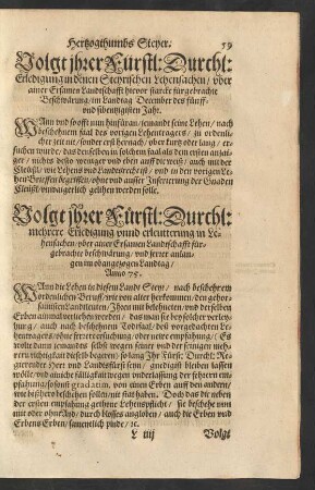 Volgt ihrer Fürstl: Durchl: Erledigung in denen Steyrischen Lehensachen/ ...
