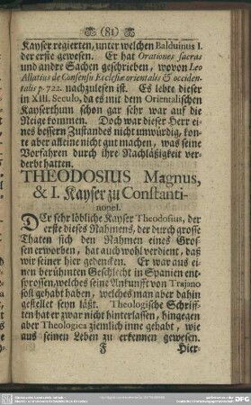 Theodosius Magnus, & I. Kayser zu Constatinopel