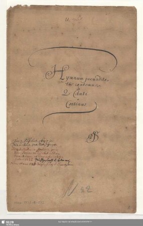 Hymnum jucunditatis - Mus.1738-E-532 : S (2), bc