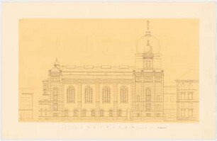Synagoge, München: Längsansicht