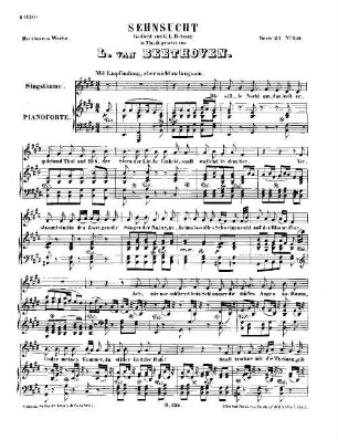 Beethoven's Werke, 239 = Serie 23: Lieder und Gesänge mit Begleitung des Pianoforte. Sehnsucht : Die stille Nacht ; [WoO 146]