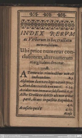 Index Rerum ac Verborum in hoc tractatu memorabilium