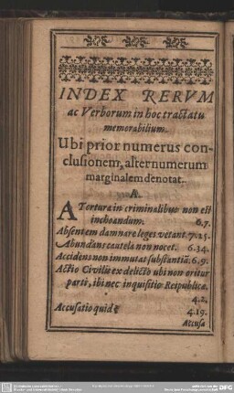 Index Rerum ac Verborum in hoc tractatu memorabilium