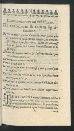 Commentarius ad rubricam. De verborum & rerum significatione. Ad L. I. - 10.