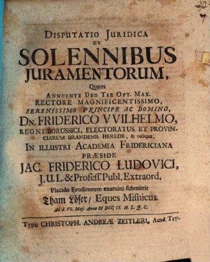 Disputatio Juridica De Solennibus Juramentorum