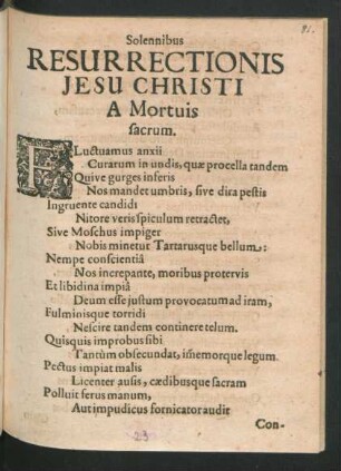 Solennibus Resurrectionis Jesu Christi A Mortuis sacrum