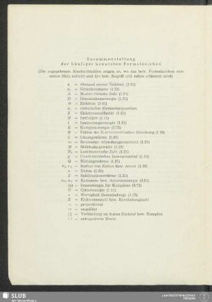 Zusammenstellung der häufiger benutzten Formelzeichen