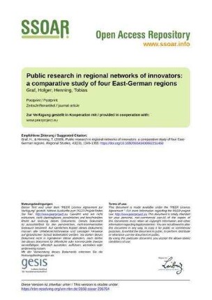 Public research in regional networks of innovators: a comparative study of four East-German regions