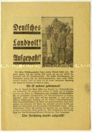Aufruf der Deutschnationalen Volkspartei zur Reichstagswahl am 6. November 1932