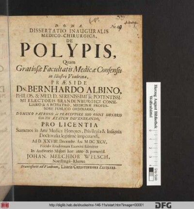 Dissertatio Inauguralis Medico-Chirurgica, De Polypis