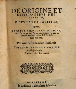 De Requisitis Studiis Politici Disputatio philosophica