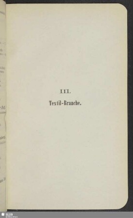 III. Textil-Branche
