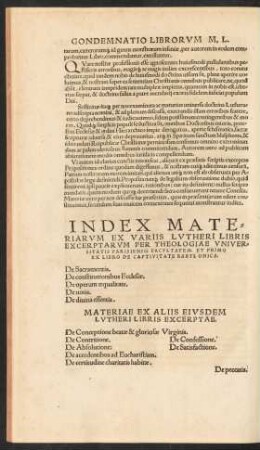 Index Materiarum Ex Variis Lutheri Libris Excerptarum ...
