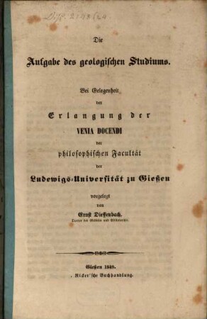 Die Aufgabe des geologischen Studiums