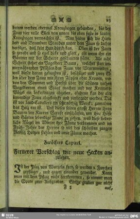 Zwölftes Capitel. Fernerer Vorschlag wie neue Hecken anzulegen