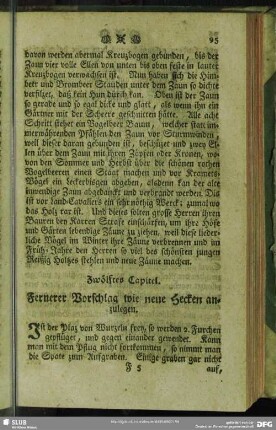 Zwölftes Capitel. Fernerer Vorschlag wie neue Hecken anzulegen