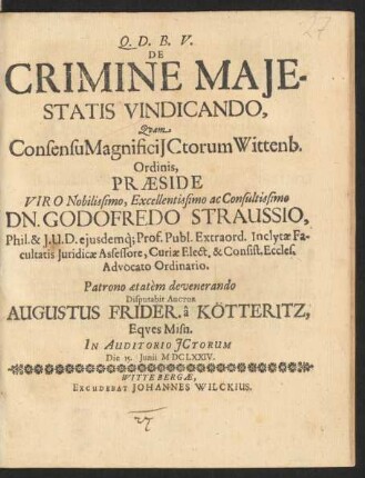 De Crimine Maiestatis Vindicando