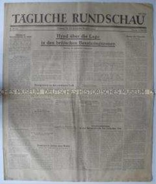 Sowjetische Tageszeitung für die deutsche Bevölkerung "Tägliche Rundschau" über die britische Besatzungspolitik