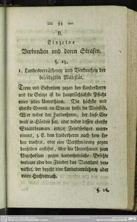 B. Einzelne Verbrechen und deren Strafen
