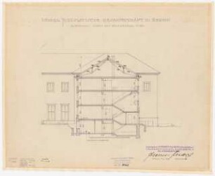 Jugoslawische Gesandtschaft, Berlin-Tiergarten: Querschnitt Kanzleiflügel 1:100