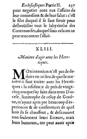 XLIII. Maniere d'agir auec les Heretiques