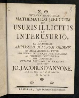 1-36, Specimen Inaugurale Mathematico-Juridium