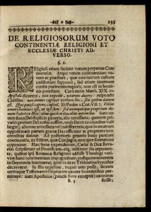 De Religiosorum Voto Continentiae Religioni Et Ecclesiae Christi Adverso