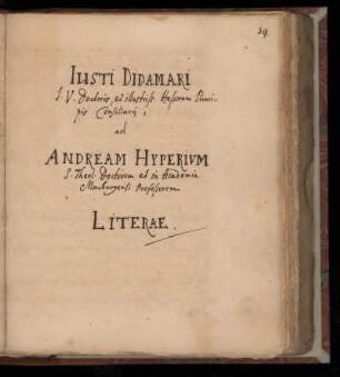 [Briefe von Justus Didamar an Andreas Hyperius]