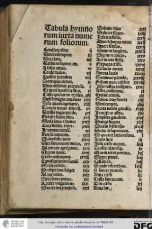 Tabula hymnorum iuxta numerum foliorum