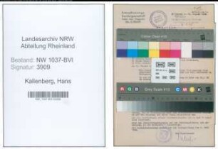 Entnazifizierung Hans Kallenberg , geb. 19.12.1894 (Hotelier)