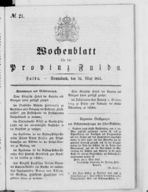 Nr. 21, Ausgabe vom 24. Mai 1845