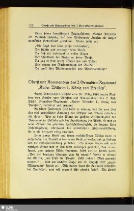 Oberst und Kommandeur des 2. Grenadier-Regiments „Kaiser Wilhelm I., König von Preußen“