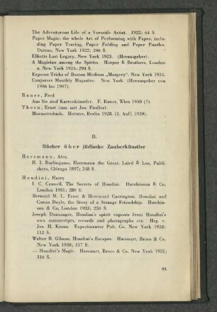 B. Bücher über jüdische Zauberkünstler