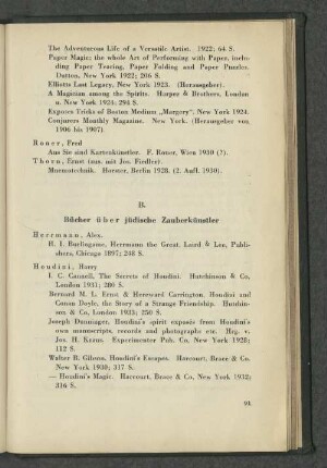 B. Bücher über jüdische Zauberkünstler