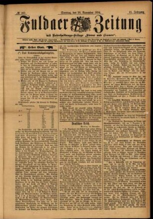 Erste Ausgabe vom Sonntag, den 18. November 1894.