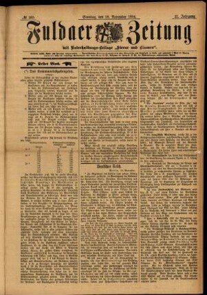 Erste Ausgabe vom Sonntag, den 18. November 1894.