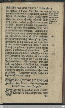 Folget die Vorrede der löblichen Facultet der Medicoru in der berümbten Universitet Leipzig