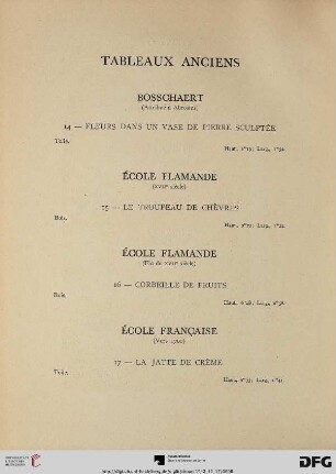 Tableaux Anciens (Nr. 14-46)