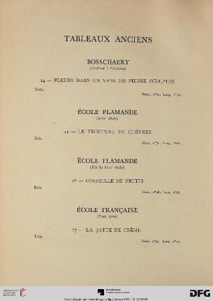 Tableaux Anciens (Nr. 14-46)