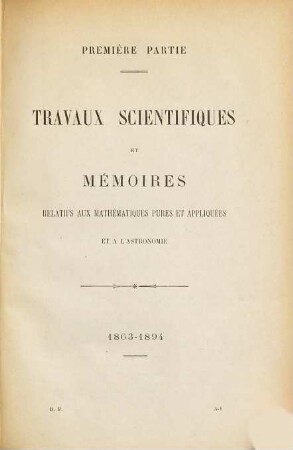 Notice sur les titres et travaux scientifiques