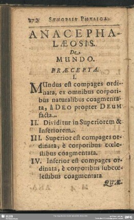 Anacephalaeosis. De Mundo