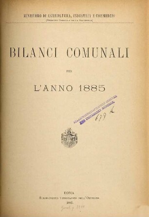 Bilanci comunali : per l'anno .... 1885 (1887)