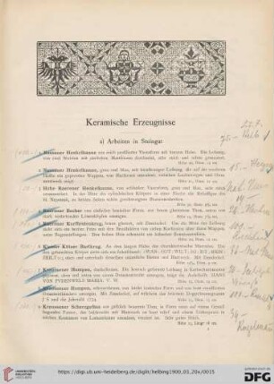 Keramische Erzeugnisse (Nr. 1-100)